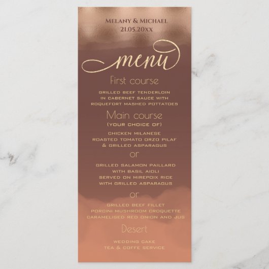 Roos goudfolie kaneel kantaloupe waterverf menu (Voorkant)