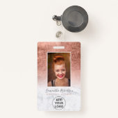 Roos goudfolie marmer logo badge (Voorkant met intrekbare)