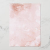 ROOS GOUDFOLIE Roze Bloemen Huwelijk Folie Uitnodiging (Achterkant)