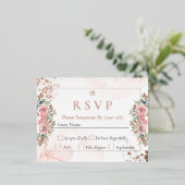 Roos goudfolie rsvp bruiloft folie feestdagen briefkaart (Staand Voorkant)