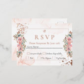 Roos goudfolie rsvp bruiloft folie feestdagen briefkaart (Voorkant / Achterkant)