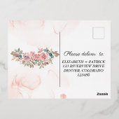 Roos goudfolie rsvp bruiloft folie feestdagen briefkaart (Achterkant)