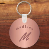 Roos goudgig monogram naam chic elegant sleutelhanger (Voorkant)