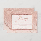 Roos goudglitter blush marmer ombre RSVP bruiloft (Voorkant / Achterkant)