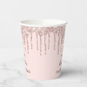 Roos goudglitter drift monogram papieren bekers (Links)