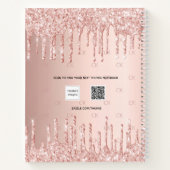 Roos goudglitter drip monogram notitieboek (Achterkant)