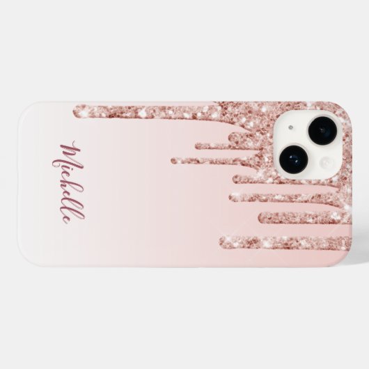 Roos goudglitter drup zwart roze meisjesnaam Case-Mate iPhone case (Achterkant (horizontaal))