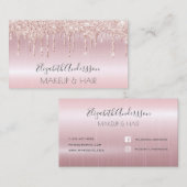 Roos goudglitter druppelt metaalhoudend make-uphaa visitekaartje (Voorkant / Achterkant)