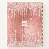 Roos goudglitter druppelt monogram notitieboek (Achterkant)