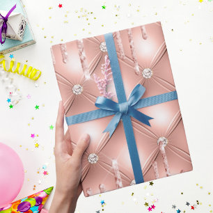 Roos goudglitter druppelt roze glans luxe cadeaupapier