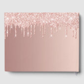 Roos goudglitter druppelt roze gras Quinceanera Gastenboek (Achterkant)