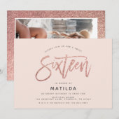 Roos goudglitter foto zoet 16 jaar (Voorkant / Achterkant)