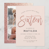 Roos goudglitter foto zoet 16 jaar (Voorkant / Achterkant)