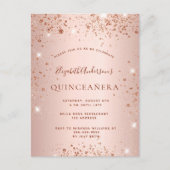 Roos goudglitter glitter glans uitnodiging briefkaart (Voorkant)