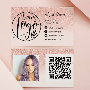 Roos goudglitter make-up foto logo qr code visitekaartje