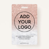 Roos goudglitter marmer logo foto's badge (Achterkant)