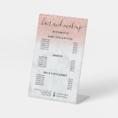 Roos goudglitter marmer marmer make-up salon reclamebord met voetstuk (Voorkant)