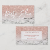 Roos goudglitter-marmer met nest visitekaartje (Voorkant / Achterkant)