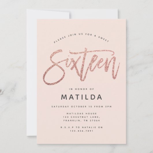 Roos goudglitter modern zoet 16 jaar oud (Voorkant)