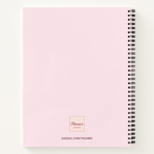 Roos goudglitter-monogram notitieboek (Achterkant)