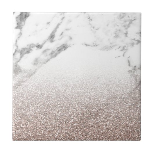 Roos goudglitter op marmer tegeltje (Voorkant)