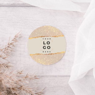 Roos goudglitter roze girale moderne logo ronde sticker