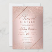 Roos goudglitter script foto metallic Sweet 16 Kaart (Voorkant)