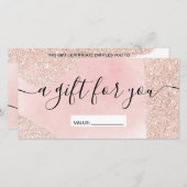 Roos goudglitter spaart roze cadeaubon (Voorkant / Achterkant)