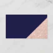 Roos goudglitter typografie navy blue bruiloft plaatskaartje (Achterkant)