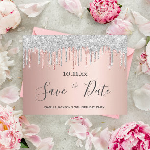 Roos goudglitter zilver, met uitzondering van de d briefkaart