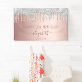 Roos goudglitter zilverspargel spandoek (Insitu)