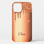 Roos goudglitterdrip metaalnaam Case-Mate iPhone case (Achterkant)