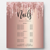 Roos goudglitterdripnagels, koper fotoplaat (Voorkant)