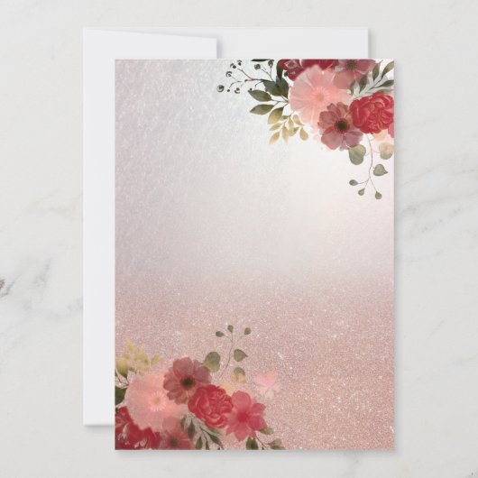 Roos goudglitterkruid Quinceañera Kaart (Achterkant)