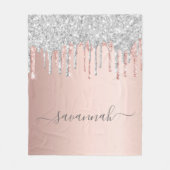 Roos goudglitterroze zilvermonogram sparren fleece deken (Voorkant)