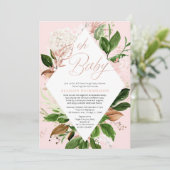 Roos goudgroen baby shower kaart (Staand voorkant)