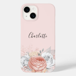 Roos goudkleurig roze zilverfolienaam elegant Case-Mate iPhone 14 hoesje