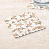 Roos goudmakreel witte achtergrond vierkante kartonnen onderzetter (Schuin)