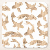 Roos goudmakreel witte achtergrond vierkante kartonnen onderzetter (Voorkant)