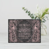 Roos goudmarmer Art Deco Peacocks sparen de datum Save The Date (Staand voorkant)