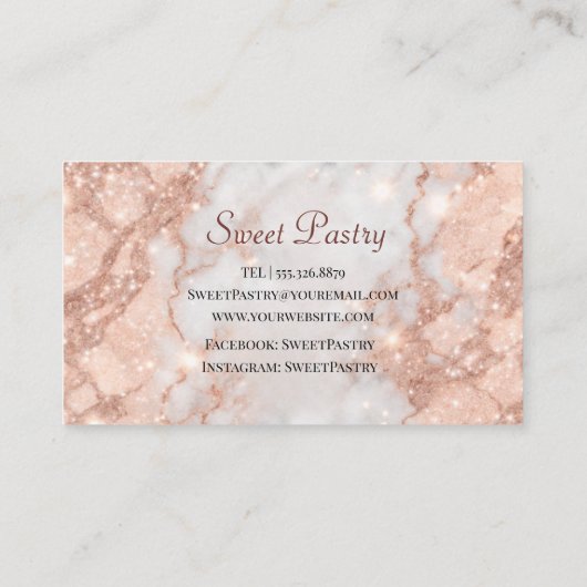 roos goudmarmer Elegant gebak Visitekaartje (Achterkant)