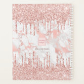 Roos goudmarmer glitter druppelt monogram naam planner (Achterkant)
