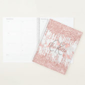 Roos goudmarmer glitter druppelt monogram naam planner (Display)