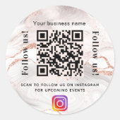 Roos goudmarmer ronde sticker (Voorkant)