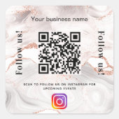 Roos goudmarmer vierkante sticker (Voorkant)