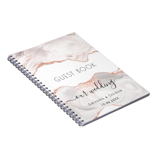 Roos goudmarmer voor het bruiloft van het gastboek notitieboek (Rechterzijde)