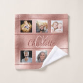 Roos goudmonogram fotocollage bad handdoek (Wasdoekje)