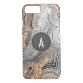 Roos goudmonogram grijze geode-telefoonafdekking k Case-Mate iPhone case (Achterkant)