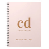 Roos goudmonogram initialen elegant notitieboek (Voorkant)