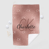 Roos goudmonogram initialen naam minimalistisch golfhanddoek (Insitu)